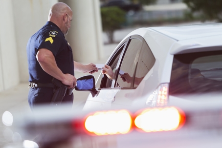 Driver getting pulled over by the police